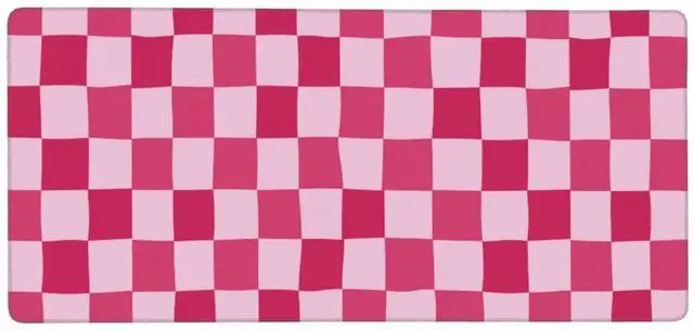 Alt view image 3 of 5 - DJYQBFA Pink Purple Checkerboard Mouse Pad Large Desk Mat for Keyboard and Mouse Non-Slip Gaming Mousepad Office Desk Accessories for Computer 35.4x15.7Inch