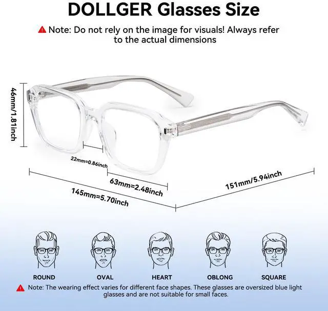 Alt view image 4 of 5 - Dollger Blue Light Blocking Glasses for Women Man Anti Glare UV Computer Gaming Glasses TR90 Retro Square Eyeglasses clear Frame