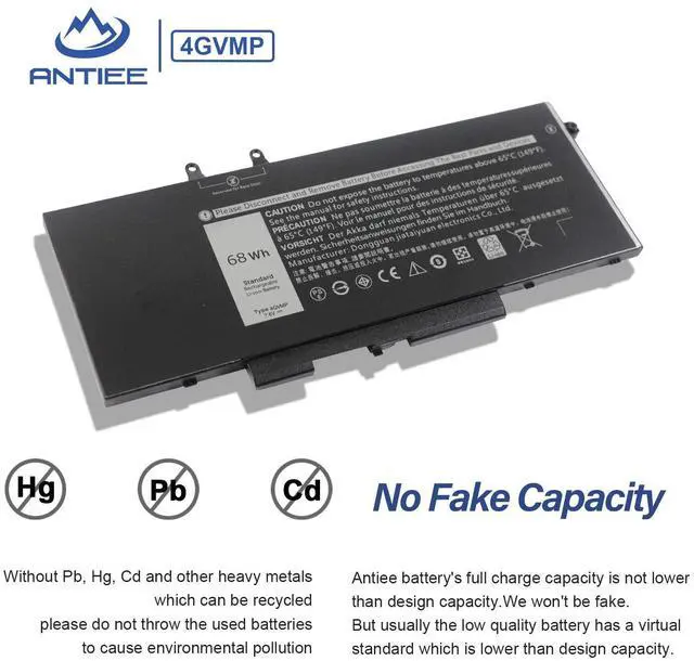 Alt view image 5 of 5 - 4GVMP 68Wh Laptop Battery Replacement for Dell Latitude 5400 5500 Precision 3540 3550 Inspiron 7590/7591/7791 2-in-1 P84F P84F001 P42E P42E001 P80F001 P98G001 RF7WM X77XY C5GV2 1V1XF R8D7N 7.6V 4-Cell
