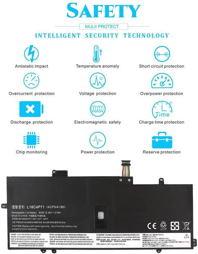 Alt view image 3 of 5 - King EBOYEE 51WH L18C4P71 L18M4P72 Battery Replacement for Thinkpad X1 Carbon 7th Gen, X1 Carbon 8th Gen,ThinkPad X1 Yoga 4th/5th Gen Series 02DL005 02DL006 L18L4P71 SB10K97644 SB10K97642 15.4V