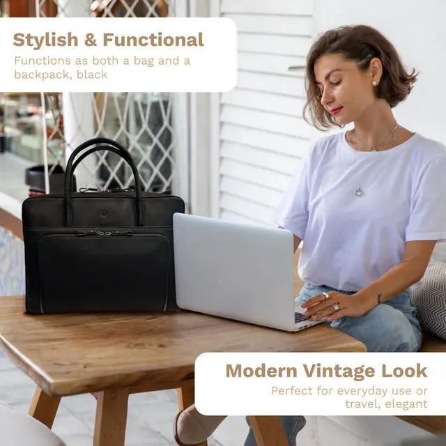 Alt view image 4 of 5 - DONBOLSO Thicker Nizza Vintage Black Laptop Sleeve Bag, Fits 14 inch Laptop or Notebooks - Removable Shoulder Strap - 1pc