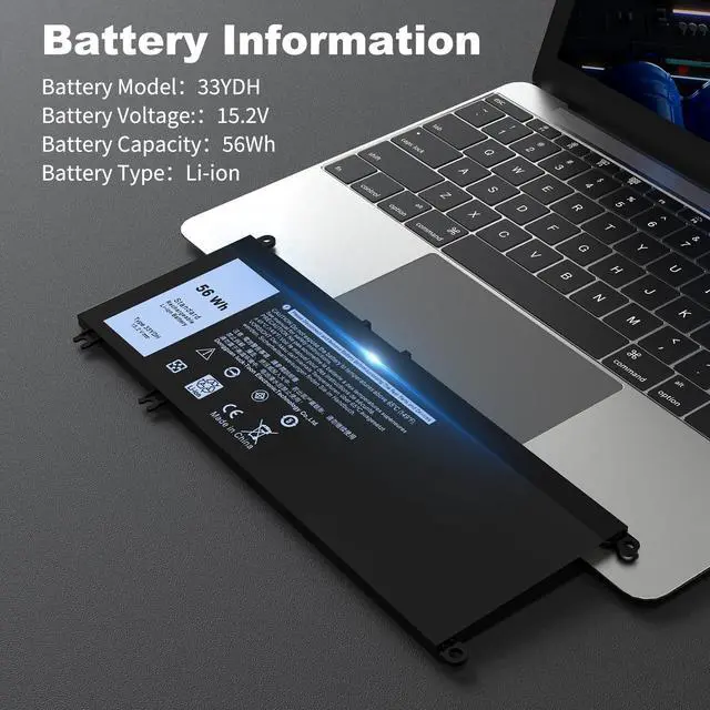 Alt view image 2 of 5 - 33YDH 56Wh Replacement Laptop Battery for Dell Inspiron 17 7000 7773 7778 7779 7786 15 7577 3579 3779 5587 7588 G3 G7 G5 Latitude 3779 3579 3380 3490 3580 5587 3590 7588 PVHT1 P30E P30E001 81PF3 99NF2
