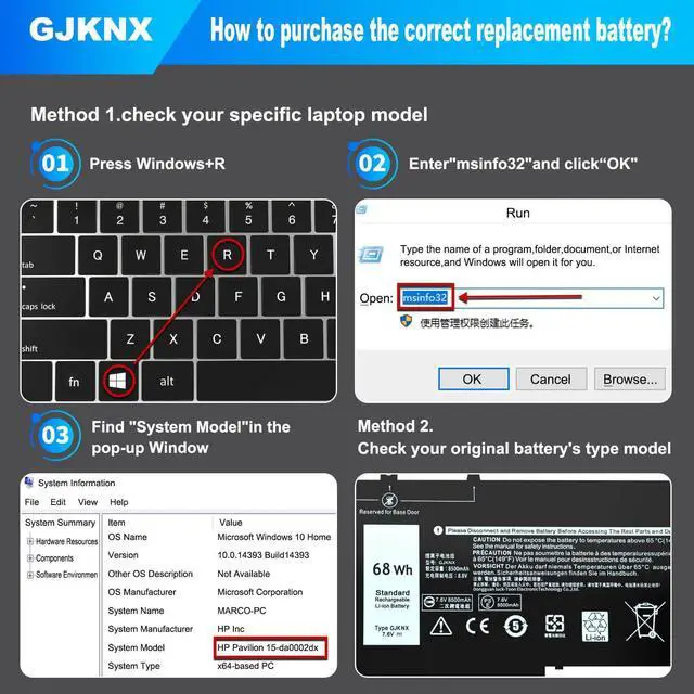 Alt view image 3 of 5 - 68Wh GJKNX Laptop Battery Replacement for Dell Latitude 5480 5490 5580 5590 5491 5280 5495 5591 5288 5488 5290 E5480 E5580 E5490 E5590 Precision 3520 3530 7.6V 5YHR4 451-BBZG GD1JP DY9NT 0GD1JP