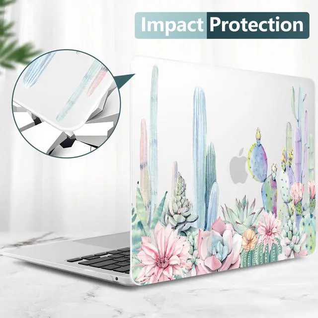 Alt view image 5 of 5 - DONGKE Compatible with MacBook Air 13 inch Case 2021 2020 2019 2018 Release A2337 M1 A2179 A1932 with Retina Display & Touch ID, Plastic Hard Shell & Keyboard Cover - Watercolor Cactus