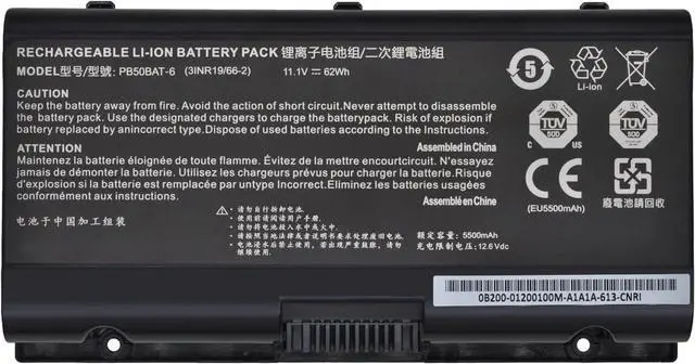 Main image of HBFVG PB50BAT-6 Laptop Battery Compatible with Clevo PB51RF-G NH57AF1 PB70EF-G PB71EF-G Powerspec 1520 1720 Sager NP8356 NP8371 NP8377 NP8451 NP8454 Schenker XMG Pro 15 15-M19 Series (11.4V 62Wh)