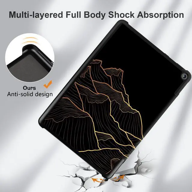 Alt view image 4 of 5 - DONGKE Case for All-New  Fire HD 10 Tablet 10.1" (13th Generation, 2023 Release), Trifold Stand + Auto Wake/Sleep + Ultra Lightweight Slim Shell Stand Cover, Abstract Mountain