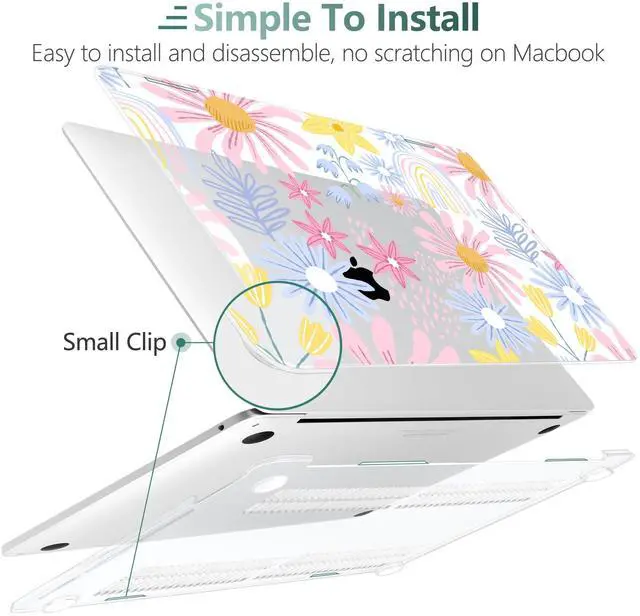 Alt view image 3 of 5 - DONGKE for MacBook Pro 13 Inch Case 2023-2016 Release A2338 M2 M1 A2251 A2289 A2159 A1989 A1706 Touch Bar & Touch ID, Hard Shell with USB C to USB Adapter & Keyboard Cover, Florals