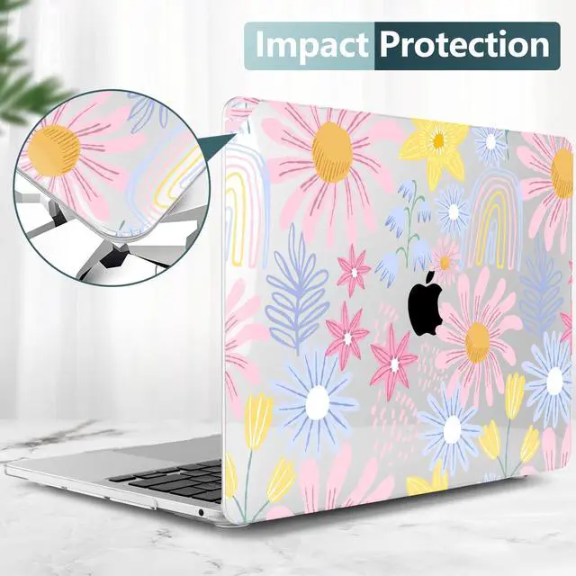 Alt view image 4 of 5 - DONGKE for MacBook Pro 13 Inch Case 2023-2016 Release A2338 M2 M1 A2251 A2289 A2159 A1989 A1706 Touch Bar & Touch ID, Hard Shell with USB C to USB Adapter & Keyboard Cover, Florals