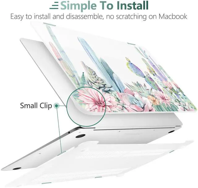 Alt view image 4 of 5 - DONGKE Compatible with MacBook Air 13 inch Case 2021 2020 2019 2018 Release A2337 M1 A2179 A1932 with Retina Display & Touch ID, Plastic Hard Shell & Keyboard Cover - Watercolor Cactus