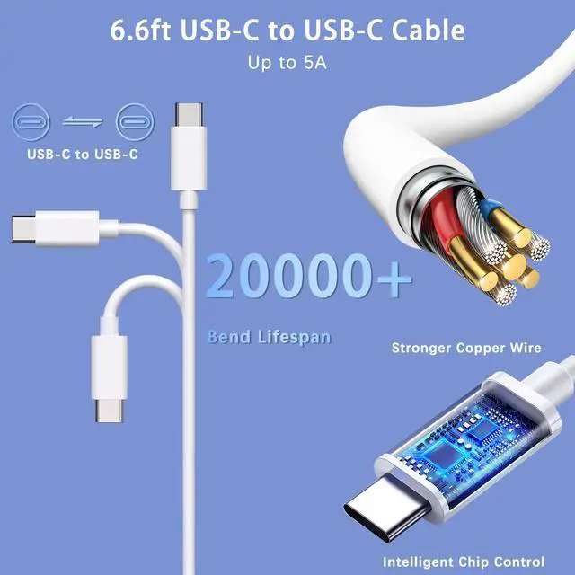Alt view image 4 of 5 - 70W GaN USB C Charger Compatible with Mac Book Air 13 15 inch Mac Book Pro 13 14 16 inch 2020 2021 2022 2023 2024 Laptop AC Adapter,Charging for iPad Pro,All USB C Device,C to C Power Cord Supply