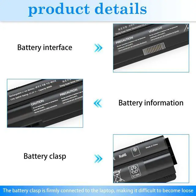 Alt view image 3 of 5 - HAIYUNWU R795X 90Wh 11.1V Laptop Battery Replacement for XPS 17 15 14 L701X L702x L501X L401X 312-1127 312-1123 453-10186 J70W7 WHXY3 JWPHF P09E