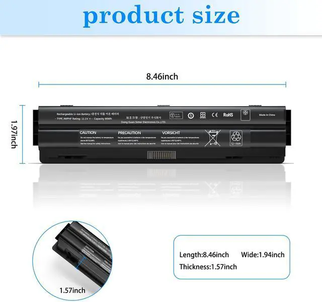 Alt view image 4 of 5 - HAIYUNWU R795X 90Wh 11.1V Laptop Battery Replacement for XPS 17 15 14 L701X L702x L501X L401X 312-1127 312-1123 453-10186 J70W7 WHXY3 JWPHF P09E