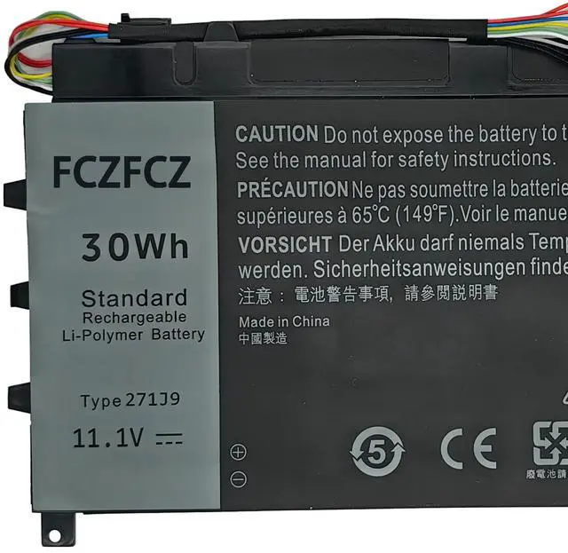 Alt view image 2 of 5 - FCZFCZ 271J9 Battery Replacement for Dell Latitude 13 7000 7350 Series 0271J9 3WKT0 GWV47 MN791 0GWV47 0MN791 YX81V 11.1V 30Wh 2500mAh 3-Cells