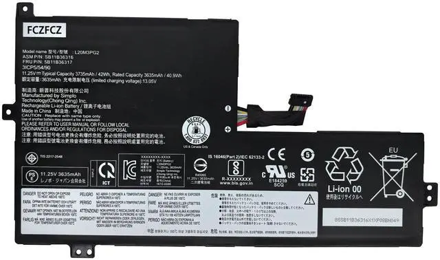 Main image of FCZFCZ L20M3PG2 Replacement for Lenovo 500e Chromebook Gen3 / 100e Chromebook Gen3 / 100e Chromebook Gen3 / Flex 3 Chrome-11M836 / IdeaPad 3 Chrome-14M836 Series L20D3PG2 L20L3PG2 11.25V 42Wh