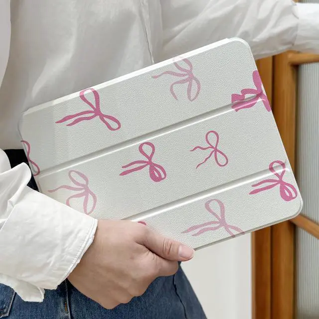 Alt view image 4 of 5 - DONGKE Case for iPad 11th Generation 11 Inch 2025 (A16 Chip) & iPad 10th Generation 10.9 Inch 2022 with Pencil Holder-[Auto Wake/Sleep], Trifold Stand Soft TPU Protective Cover, Pink Bows