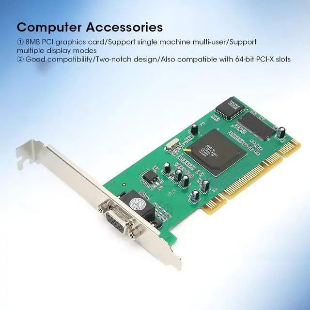 Alt view image 2 of 5 - EBTOOLS PCI VGA Graphics Card, 8MB 32Bit Graphics Card, Two Notch 64 Bit PCI X Slots Desktop Computer Accessories Multi Display for Rage XL