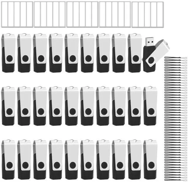 Main image of EASTBULL 100 Pack of Bulk Flash Drives 4GB USB 2.0 Flash Drives Pack 4 GB USB Drives Bulk Thumb Drives for Data Storage with 100 Strings and Labels (4GB, Black)