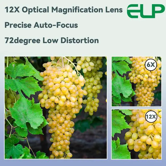 Alt view image 2 of 5 - ELP 12X Zoom 4K 30fps USB Camera Module 1080P 60fps HDMI USB Webcam Autofocus Manual Zoom Infrared Remote Control PC Camera H.265 H.264 High Speed Webcamera for Church Streaming Video Conference