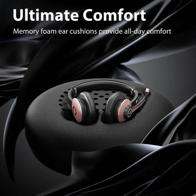 Alt view image 4 of 5 - Wireless Headset with Mic for Work, Bluetooth Headphones with Microphone Noise Canceling & USB Dongle, Handsfree 26+ Hours Battery & Mute Button, for Office/Call Center/Laptop/MS Teams/Conference