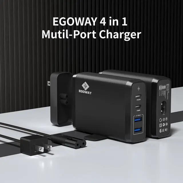 Alt view image 2 of 5 - 4-Port USB Charger, EGOWAY 90W Wall Charger, 60W & 18W Dual USB C and Dual USB A Ports 12W, Multi for MacBook, iPhone 15 14 13 Pro Max, Galaxy, Laptop Tablet iPad (White)