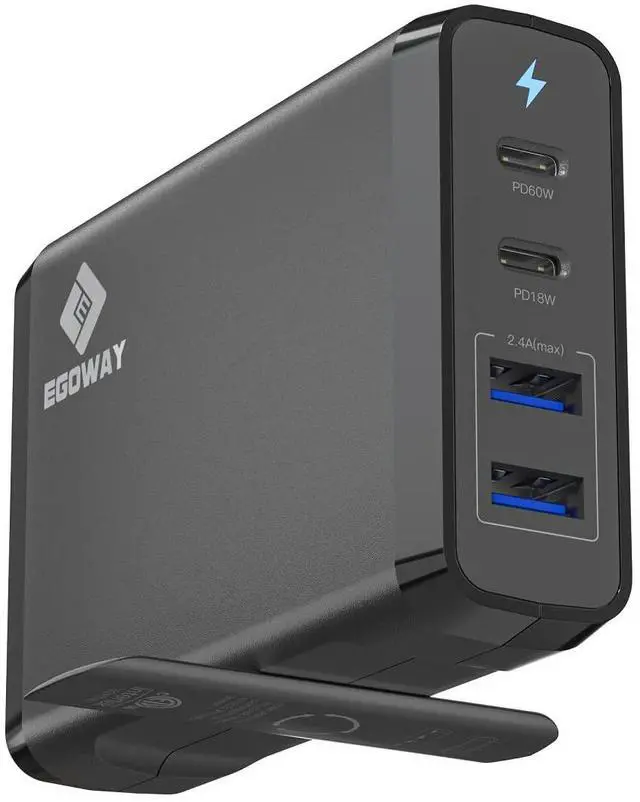 Main image of 4-Port USB Charger, EGOWAY 90W Wall Charger, 60W & 18W Dual USB C and Dual USB A Ports 12W, Multi for MacBook, iPhone 15 14 13 Pro Max, Galaxy, Laptop Tablet iPad (White)