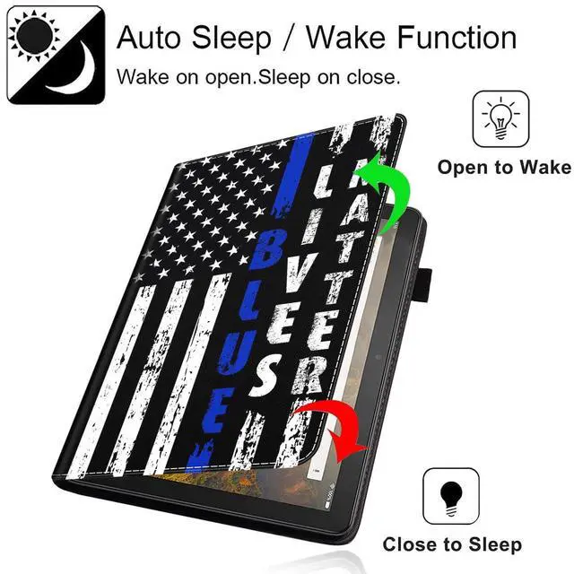 Alt view image 5 of 5 - Case for  Fire Max 11 Tablet (13th Generation, 2023 Release), Slim Folding Stand Cover with Auto Wake/Sleep for Fire 11 Max Tablet, Blue Striped Vintage Flag