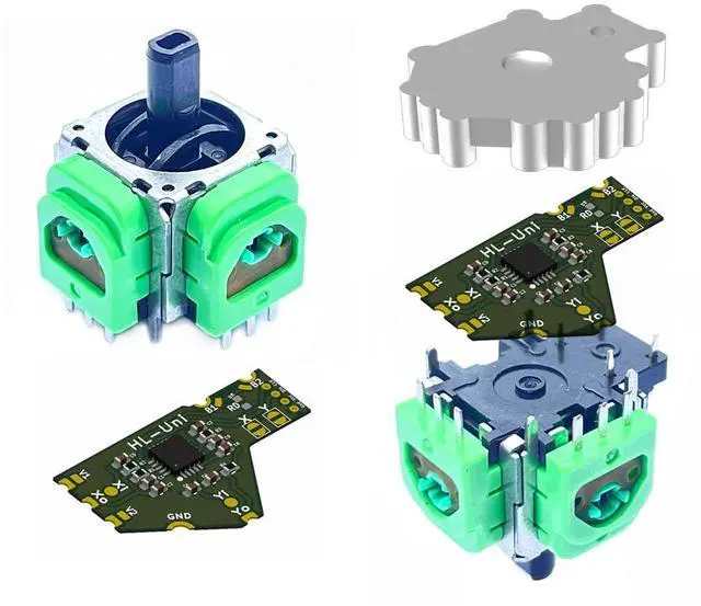 Main image of ElecGear Hall Joystick Kit Replacement for Universal Controllers, 2x Hall Effect Control Stick + 2x Calibration PCB + Desoldering Repair Tools for Analog Stick Thumbsticks - HL-UniA