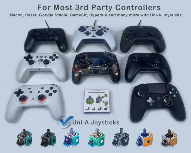 Alt view image 2 of 5 - ElecGear Hall Joystick Kit Replacement for Universal Controllers, 2x Hall Effect Control Stick + 2x Calibration PCB + Desoldering Repair Tools for Analog Stick Thumbsticks - HL-UniA