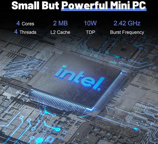Alt view image 2 of 5 - Fanless Mini PC Intel Celeron J4125, 4GB RAM 32GB SSD, 4xIntel I211 Firewall Router, Aluminum Alloy Mini Computers for pfSense/Network Security (Win/Linux, VESA)