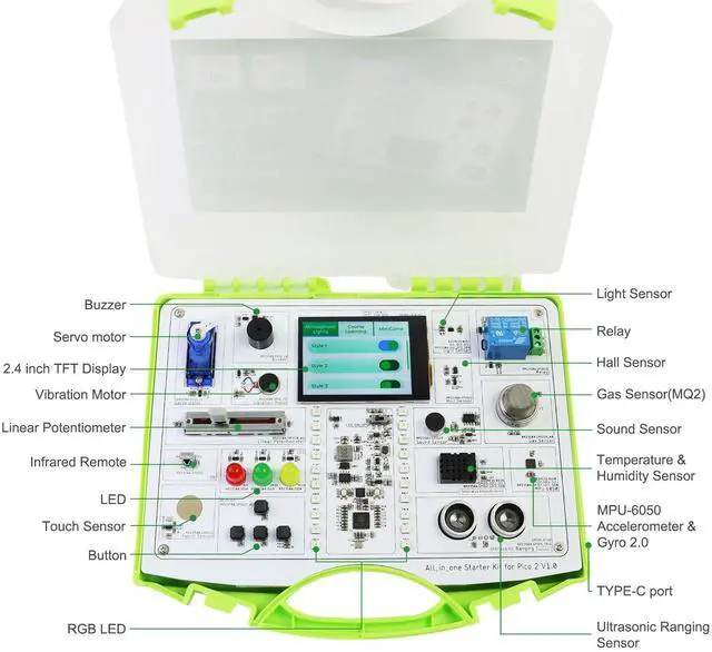 Alt view image 4 of 5 - ELECROW All-in-one Starter Kit for Pico 2 RP2350 with Common Board Design and Online Tutorials, 17 Sensors and 21 Lessons