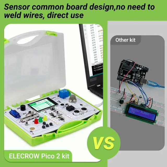 Alt view image 5 of 5 - ELECROW All-in-one Starter Kit for Pico 2 RP2350 with Common Board Design and Online Tutorials, 17 Sensors and 21 Lessons