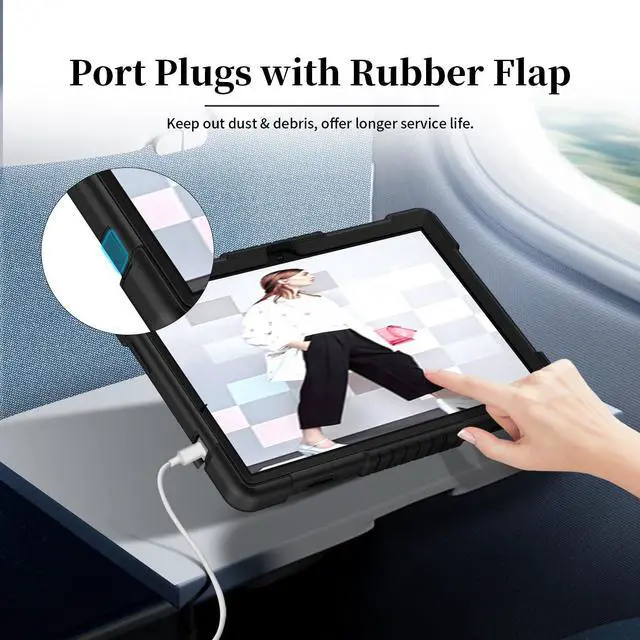 Alt view image 5 of 5 - FIEWESEY for KADYBE D106 Tablet Case with 2 Pcs Screen Protector,Heavy Duty Kids Shockproof Stand Shoulder Strap Case for MEIZE D106/VOZIZOV D106/FEONAL Android 14 10.1 inch Tablet (Black)
