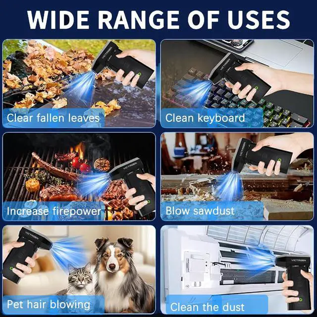 Alt view image 3 of 5 - Compressed Air Duster, Blower Fan, Electric Duster 130000RPM Keyboard Cleaner - Car Cleaning Kit Turbine Fan Jet Fan No Air Canned Duster for Cleaning, Infinite Gear Adjustment, Free Storage Box