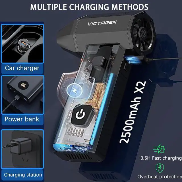 Alt view image 5 of 5 - Compressed Air Duster, Blower Fan, Electric Duster 130000RPM Keyboard Cleaner - Car Cleaning Kit Turbine Fan Jet Fan No Air Canned Duster for Cleaning, Infinite Gear Adjustment, Free Storage Box