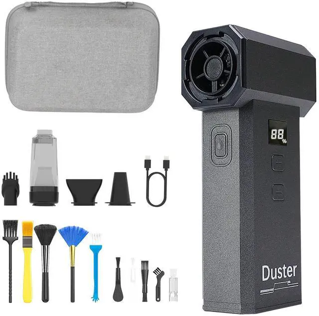 Main image of Compressed Air Duster,130000RPM Electric Air Duster with LED Display & Mini Vacuum 2-in-1,Brushless Motor,100-speed infinitely adjustable rechargeable air blower-for Keyboard, House, Outdoor and Car