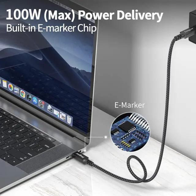 Alt view image 3 of 5 - Fasgear USB 4 Cable 3ft, 40Gbps USB C to Type C Data Cord 100W Fast Charging Single Display 8K 60HZ Video Cable Compatible for USB-C Moniter/External SSD/eGPU USB-C Hub/Laptops/Phones/Type C Devices