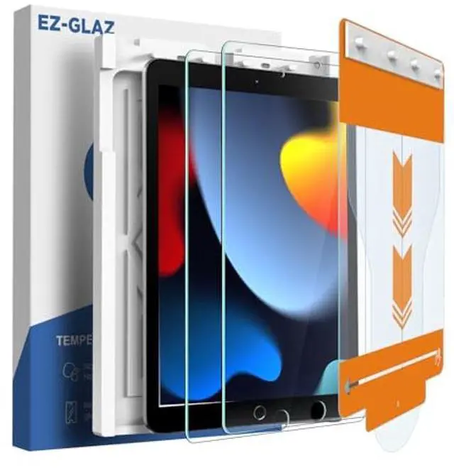 Alt view image 2 of 5 - EZ-GLAZ- 2 Pack Screen Protector for iPad 10.2", 7th 8th 9th Generation, 9H Hardness Tempered Glass, Easy to Install, Support Apple Pencil