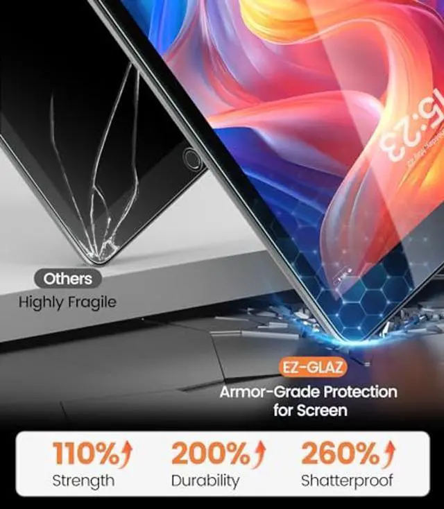 Alt view image 3 of 5 - EZ-GLAZ- 2 Pack Screen Protector for iPad 10.2", 7th 8th 9th Generation, 9H Hardness Tempered Glass, Easy to Install, Support Apple Pencil
