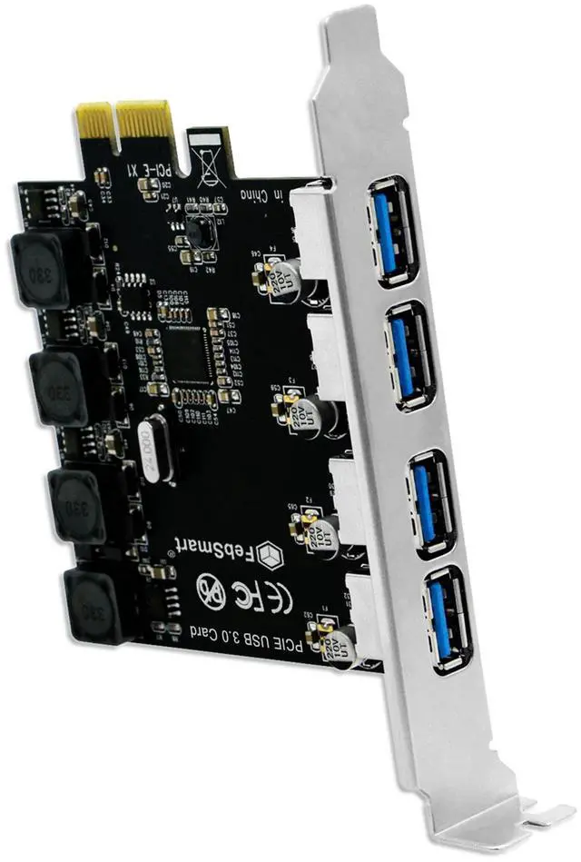 Main image of FebSmart 4 Ports Superspeed 5Gbps USB 3.0 PCI Express Expansion Card for Windows 11, 10, 8.x, 7, Vista, XP Desktop PCs, Built in Self-Powered Technology, No Need Additional Power Supply (FS-U4-Pro)