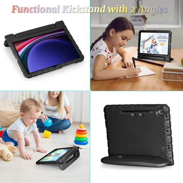 Alt view image 4 of 5 - Foluu Case for Samsung Galaxy Tab S9 Tablet 2023, Galaxy Tab S9 11 inch Kids Case, Shockproof Light Weight Handle Stand Case for Samsung Galaxy Tab S9 2023 (Black)