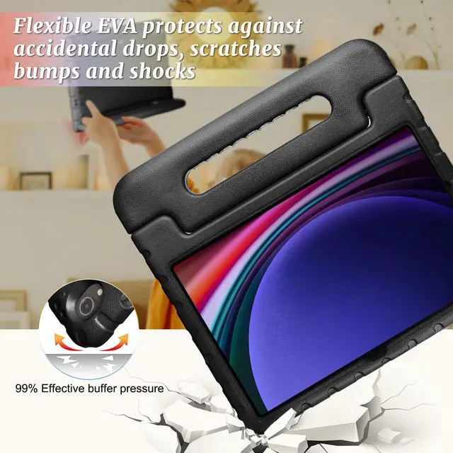 Alt view image 5 of 5 - Foluu Case for Samsung Galaxy Tab S9 Tablet 2023, Galaxy Tab S9 11 inch Kids Case, Shockproof Light Weight Handle Stand Case for Samsung Galaxy Tab S9 2023 (Black)