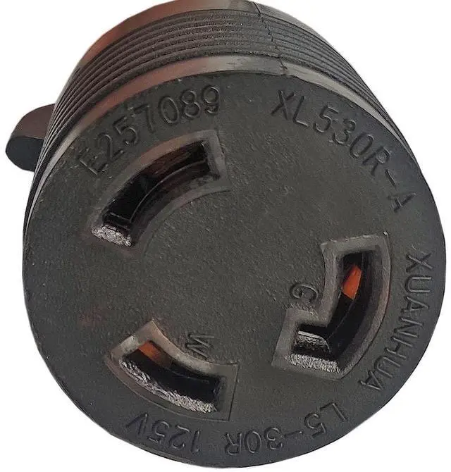 Alt view image 4 of 5 - Fullsky FC-TTL53 Male RV 30A plug TT-30P to L5-30R lock socket 3 prong to 3 prong 30A output 125V