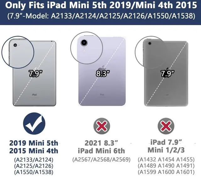 Alt view image 2 of 5 - Grifobes for iPad Mini 5 Case, for iPad Mini 4 Case for Kids,Heavy Duty Shockproof Rugged Case Cover with Stand,Protective Case for iPad Mini 5th/4th Generation 7.9 inch (Black+Blue)