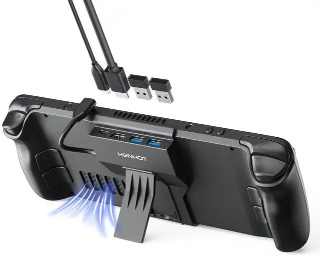 Main image of HenHot Steam Deck Dock, 4-Port USB C Hub with HDMI 2.0 4K@60Hz, Dual USB-A 3.0, 100W Max PD-in, Foldable Stand