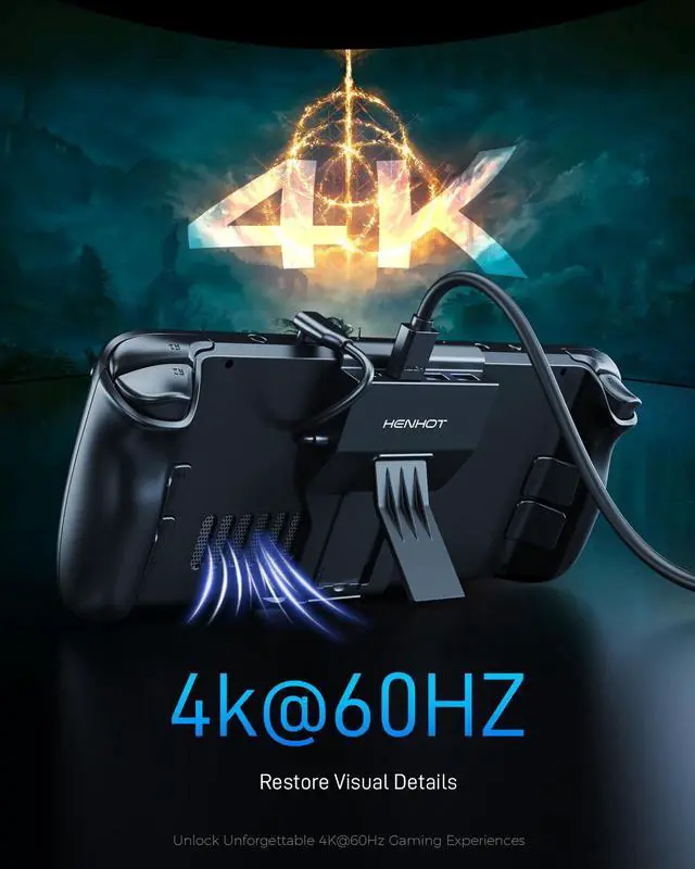 Alt view image 2 of 5 - HenHot Steam Deck Dock, 4-Port USB C Hub with HDMI 2.0 4K@60Hz, Dual USB-A 3.0, 100W Max PD-in, Foldable Stand
