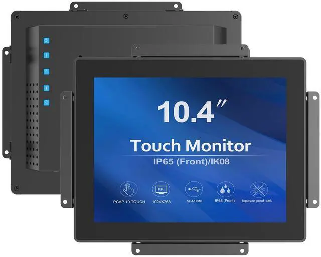 Main image of 10.4 inch High Brightness 1000 Nits Front Waterproof Industrial Open Frame PCAP Touch Screen LCD Display Monitor 1024x768 Black