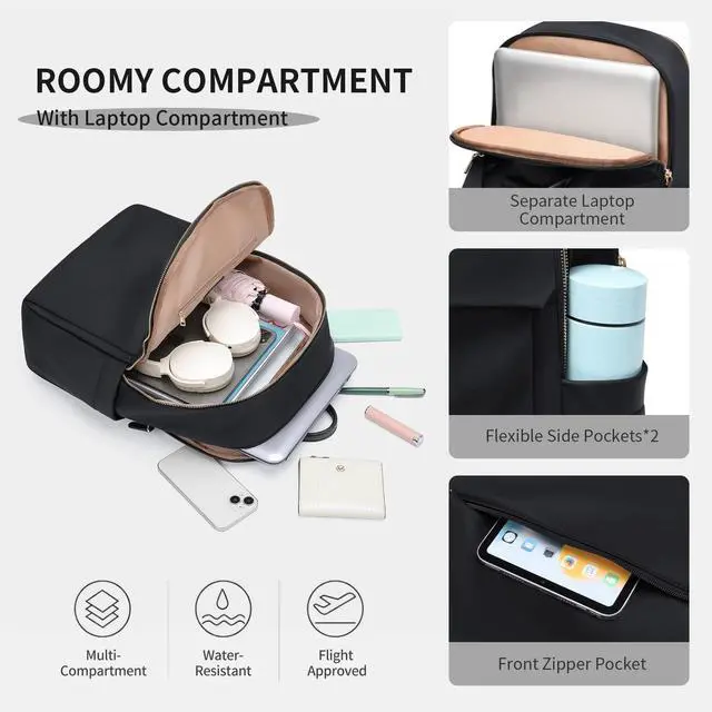 Alt view image 5 of 5 - GOLF SUPAGS Women Laptop Backpack with Separate Laptop Compartment Fits 14 Inch Notebook Casual Daypack for Work Travel College Backpack Book Bags