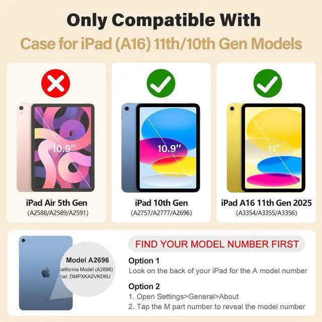 Alt view image 2 of 5 - Kid Case for iPad (A16) 11th Generation 11 Inch 2025/ iPad 10th Generation case 10.9 Inch 2022, Hogenl for iPad 10 Case for Kids with Butterfly Stand, Pencil Holder Strap, 360 Protective, Colorful