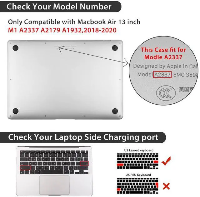 Alt view image 2 of 5 - HOHAIYOO for MacBook Air 13 inch Case 2021 2020 2019 2018 A2337 M1 A2179 A1932, Plastic Hard Shell Case&Keyboard Cover&Screen Protector&Webcam Cover Compatible with MacBook Air 13" Retina, Lotus