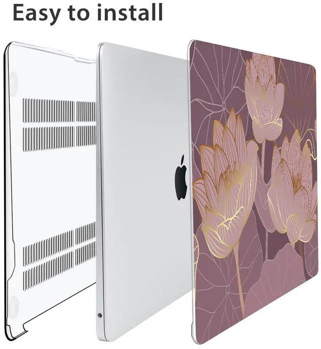 Alt view image 5 of 5 - HOHAIYOO for MacBook Air 13 inch Case 2021 2020 2019 2018 A2337 M1 A2179 A1932, Plastic Hard Shell Case&Keyboard Cover&Screen Protector&Webcam Cover Compatible with MacBook Air 13" Retina, Lotus